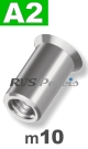 m10x21mm / per stuk - blindklinkmoer, verzonken A2