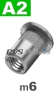 m6x14,5mm / per stuk - blindklinkmoer, cilinderkop A2