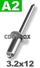 3,2x12mm / verp. 100 st. - Blindklinknagel A2