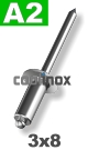 3x8mm / verp. 500 st. - Blindklinknagel A2