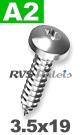 3,5x19mm / per stuk - plaatschroef TX A2