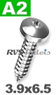 3,9x6,5mm / per stuk - plaatschroef TX A2