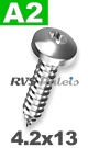 4,2x13mm / verp. 100 st. - plaatschroef TX A2