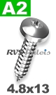 4,8x13mm / per stuk - plaatschroef TX A2
