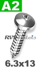 6,3x13mm / per stuk - plaatschroef TX A2