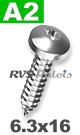 6,3x16mm / per stuk - plaatschroef TX A2