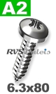 6,3x80mm / per stuk - plaatschroef Z A2