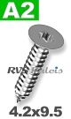 4,2x9,5mm / verp. 100 st. - plaatschroef TX A2