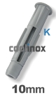 10 x 57mm / verp. 50 st. - plug met kraag nylon