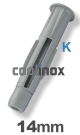 14 x 73mm / verp. 20 st. - plug met kraag nylon
